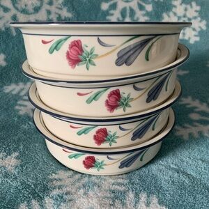 LENOX POPPIES ON BLUE SOUP BOWLS